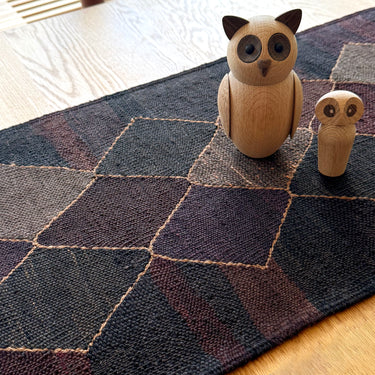 テーブルランナー&テーブルセンター  トルコ・ロゴバキリム  ブラックキリム  上質な現代キリム  ROGOBA KILIM®   128×40㎝ (No.22485)
