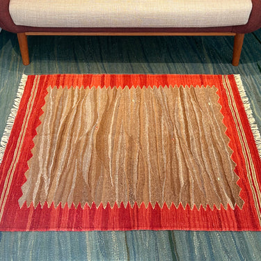 玄関マット ROGOBA KILIM®　上質な現代キリム　トルコ・ロゴバキリム　キリムラグ　120×97㎝　(No.17116)