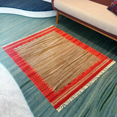 玄関マット ROGOBA KILIM®　上質な現代キリム　トルコ・ロゴバキリム　キリムラグ　120×97㎝　(No.17116)