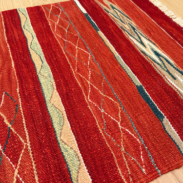玄関マット トルコ・ロゴバキリム  上質な現代キリム  ROGOBA KILIM®  キリムラグ  87×64㎝　(No.17461)