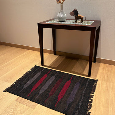 玄関マット トルコ・ロゴバキリム  ブラックキリム  上質な現代キリム  ROGOBA KILIM® キリムラグ　69×48㎝　(No.19641)