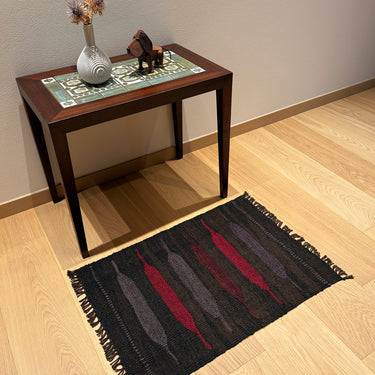 玄関マット トルコ・ロゴバキリム  ブラックキリム  上質な現代キリム  ROGOBA KILIM® キリムラグ　69×48㎝　(No.19641)