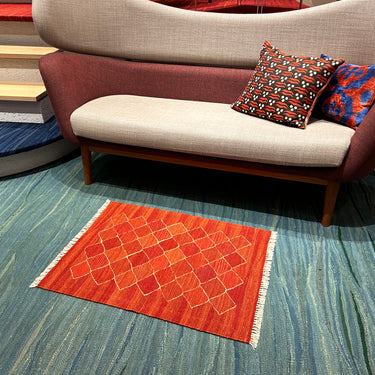 【キャンペーン対象 -5%】玄関マット  トルコ・ロゴバキリム  上質な現代キリム  ROGOBA KILIM®  キリムラグ   81×63㎝　(No.19921)