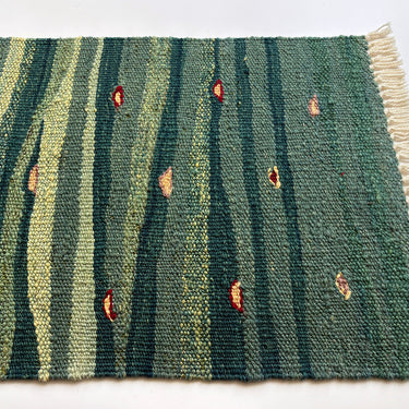 【ROGOBA オリジナル】ミニマット  ※片側フサあり ROGOBA KILIM®  上質な現代キリム　トルコ・ロゴバキリム　キリム部分サイズ71×35㎝　(No.21581)