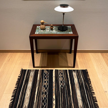 玄関マット ROGOBA KILIM®　上質な現代キリム　トルコ・ブラックキリム　86×58㎝　(No.21660)