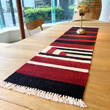【キャンペーン対象 -5%】テーブルランナー＆テーブルセンター  トルコ・ロゴバキリム  上質な現代キリム  ROGOBA KILIM®  123×32㎝　(No.22305)