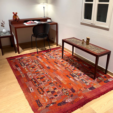 エレーシ（イラクのマーシュアラブ刺繍）　オールドキリム　215×160㎝　(No.22316)