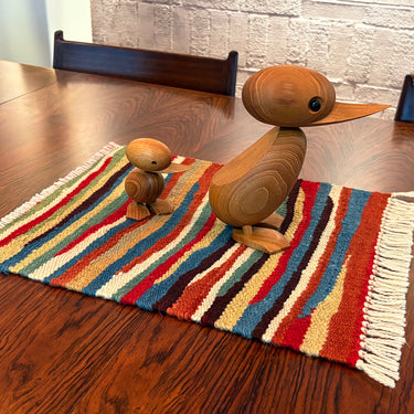 【ROGOBA オリジナル】ミニマット  ※片側フサあり ROGOBA KILIM®  上質な現代キリム　トルコ・ロゴバキリム　キリム部分サイズ38×34㎝　(No.22900)