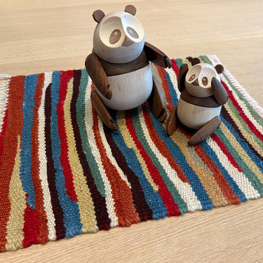 【ROGOBA オリジナル】ミニマット  ※片側フサあり ROGOBA KILIM®  上質な現代キリム　トルコ・ロゴバキリム　キリム部分サイズ38×34㎝　(No.22900)