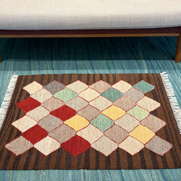 玄関マット トルコ・ロゴバキリム 上質な現代キリム ROGOBA KILIM® キリムラグ　94×65㎝　(No.23087)