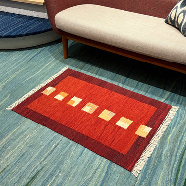 玄関マット  トルコ・ロゴバキリム  上質な現代キリム  ROGOBA KILIM®  キリムラグ  96×63㎝　(No.23152)