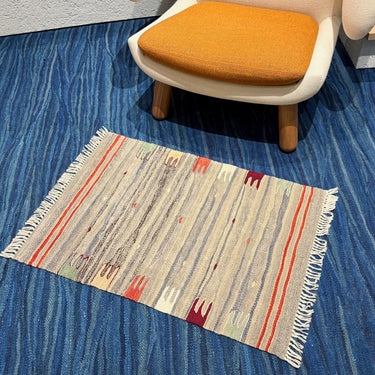 玄関マット ROGOBA KILIM®　上質な現代キリム　トルコ・ロゴバキリム　キリムラグ　77×54㎝　(No.23179)