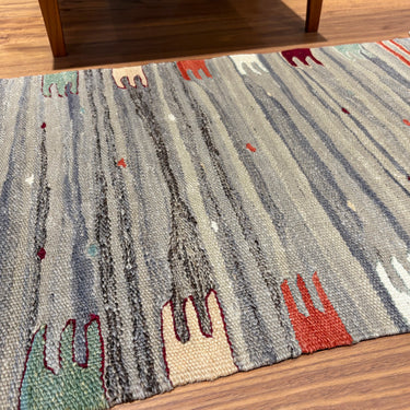 玄関マット ROGOBA KILIM®　上質な現代キリム　トルコ・ロゴバキリム　キリムラグ　77×54㎝　(No.23179)