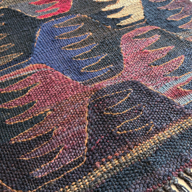 玄関マット  トルコ・ロゴバキリム  ブラックキリム  上質な現代キリム  ROGOBA KILIM®  72×54㎝  (No.23214)