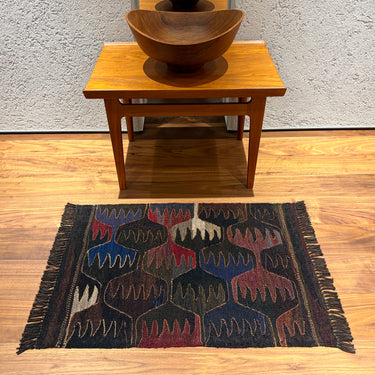 玄関マット  トルコ・ロゴバキリム  ブラックキリム  上質な現代キリム  ROGOBA KILIM®  72×54㎝  (No.23214)