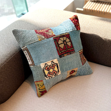 アンティーク絨毯 パッチワーク キリムクッションカバー　45×45㎝　(C-15591)