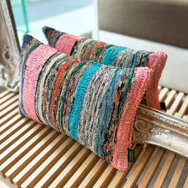 オールドキリム（裂き織り） キリムクッションカバー　※ 両面タイプ　30×45㎝　(C-15878)