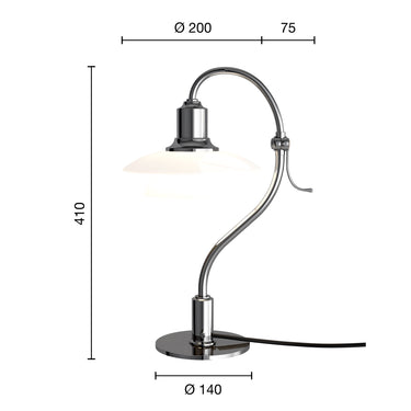 クエスチョンマークテーブルランプ（クローム）のサイズ画像
